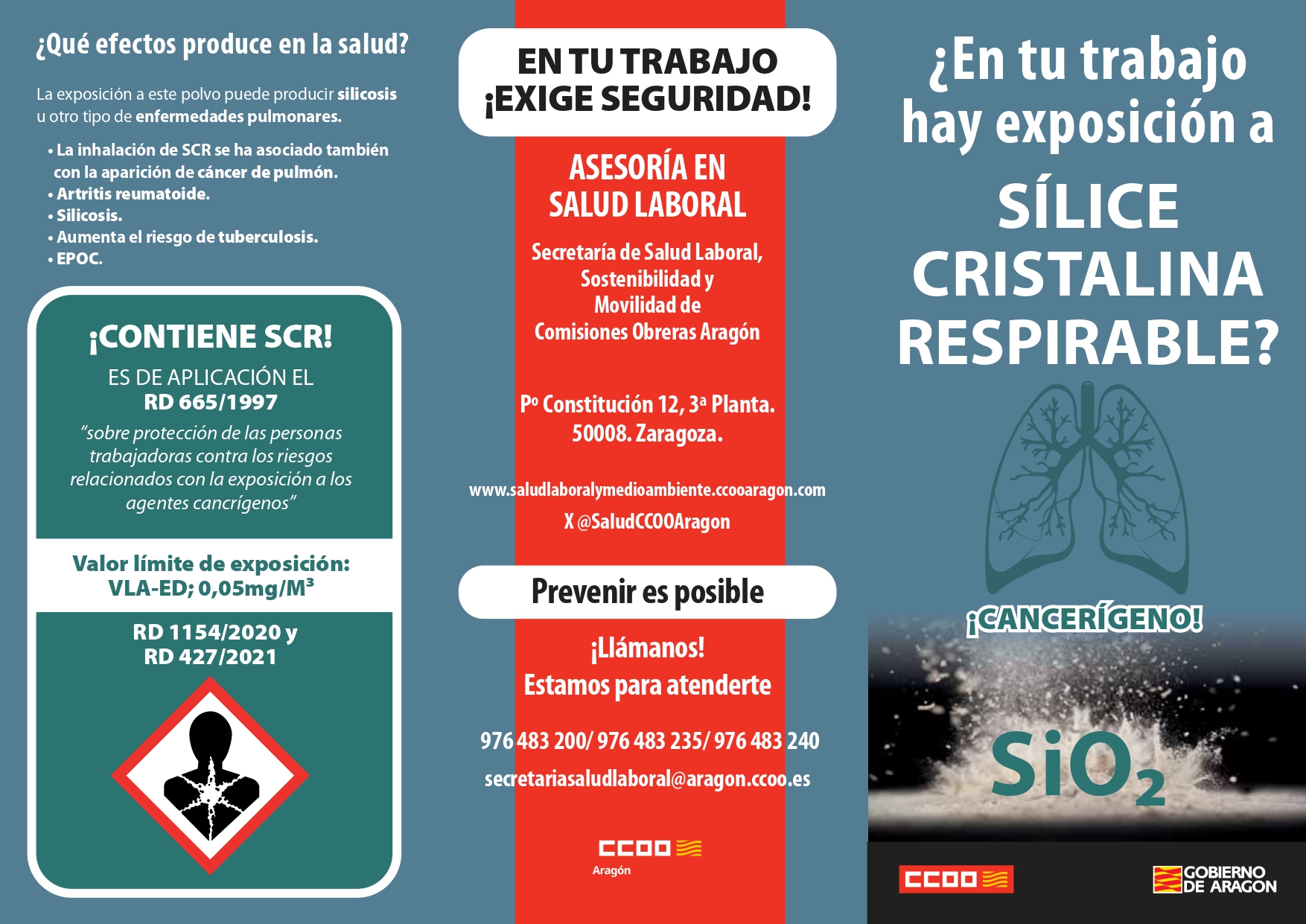 ¿En tu trabajo hay exposición a SÍLICE CRISTALINA RESPIRABLE?